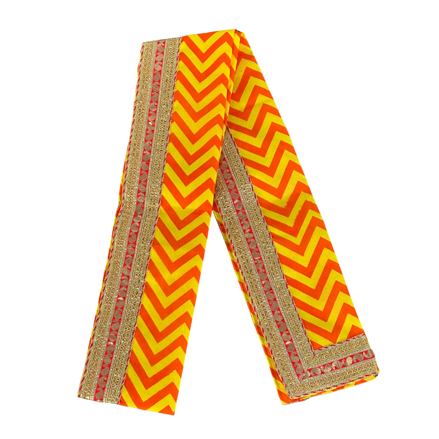 Vibrant Bandhani-Inspired Lahariya Print Uparna with Zari Border