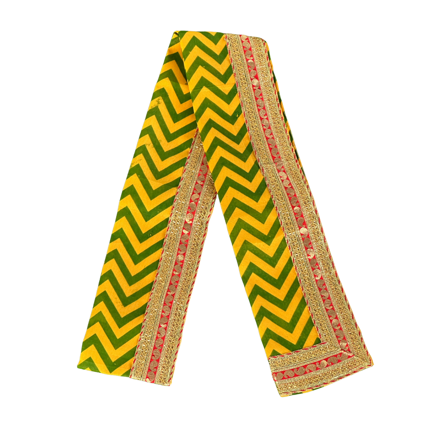 Vibrant Bandhani-Inspired Lahariya Print Uparna with Zari Border