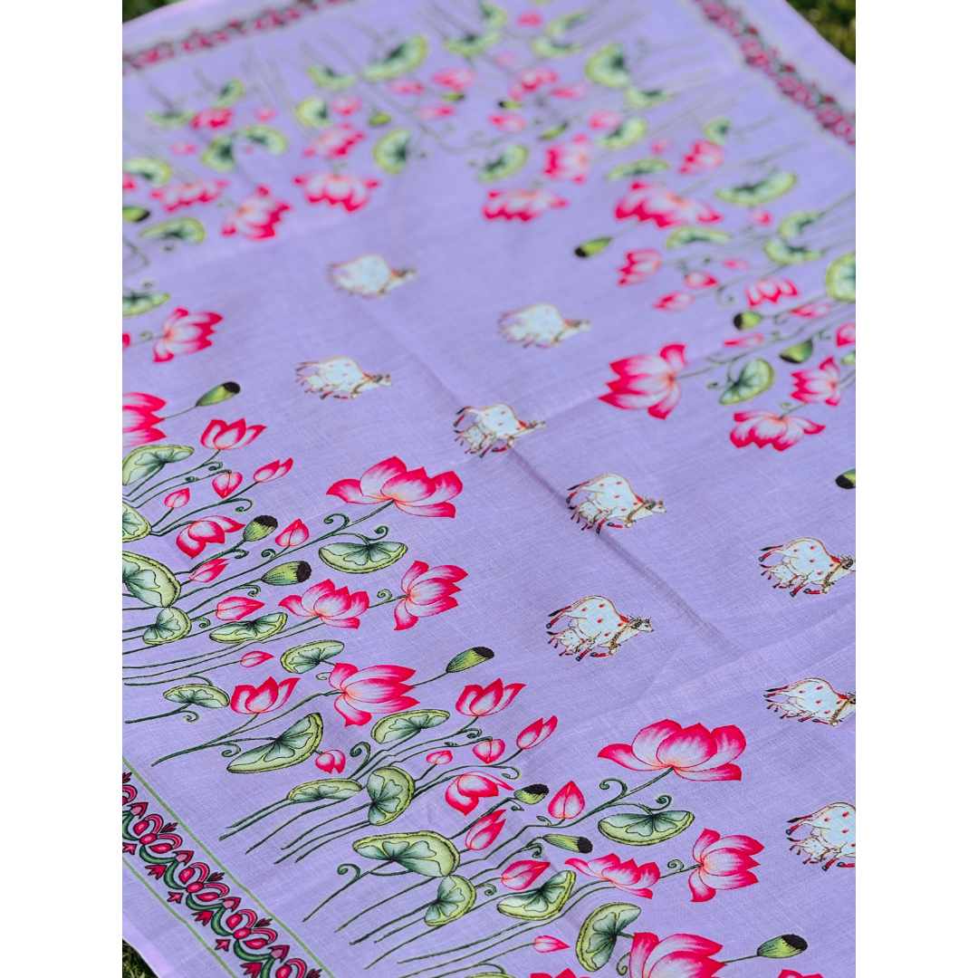 Floral Printed Gulabi Cotton Gamcha/Uparna