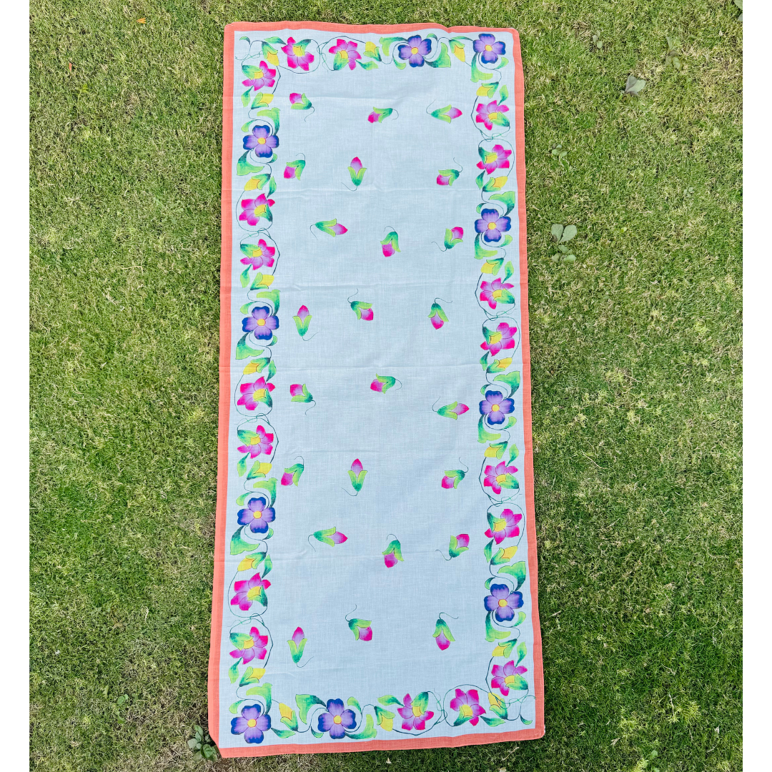 Hand-Painted Cotton Gamcha/Dupatta with Floral Design