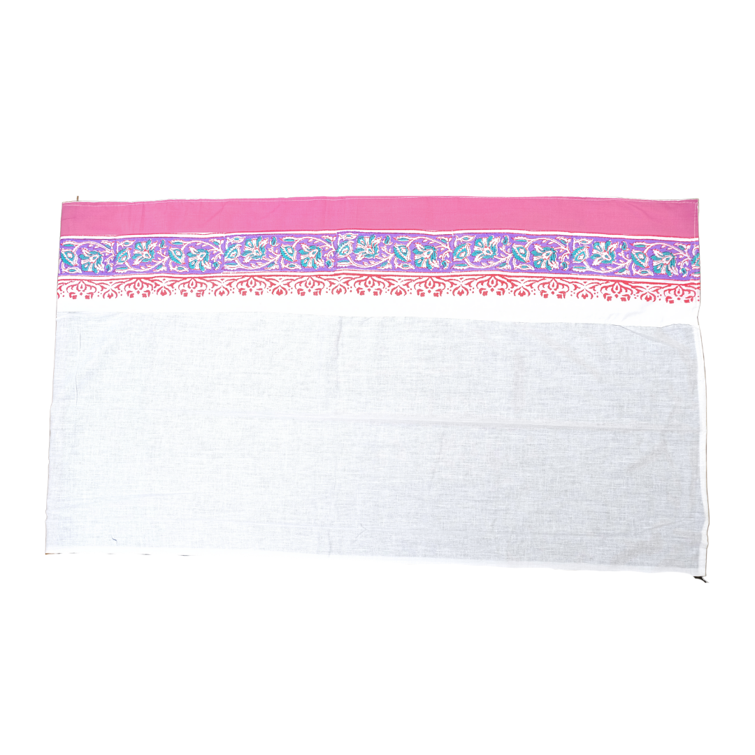 White Cotton Uparna - Pink Embroiderry