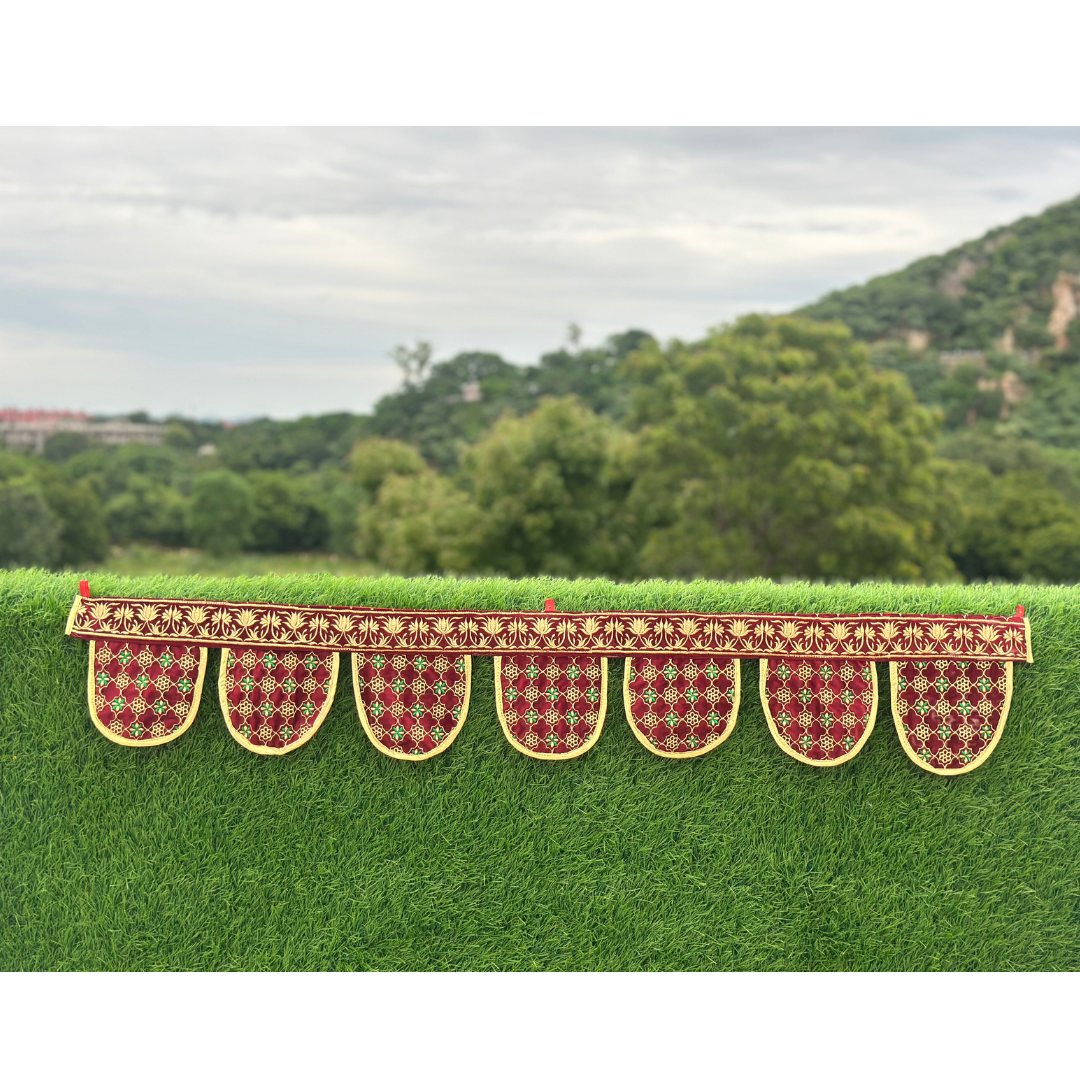 Traditional Jardosi & Velvet Toran with Golden Embroidery