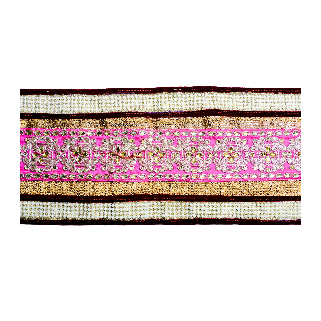 Vibrant Pink Uparna with Gold Embellishments