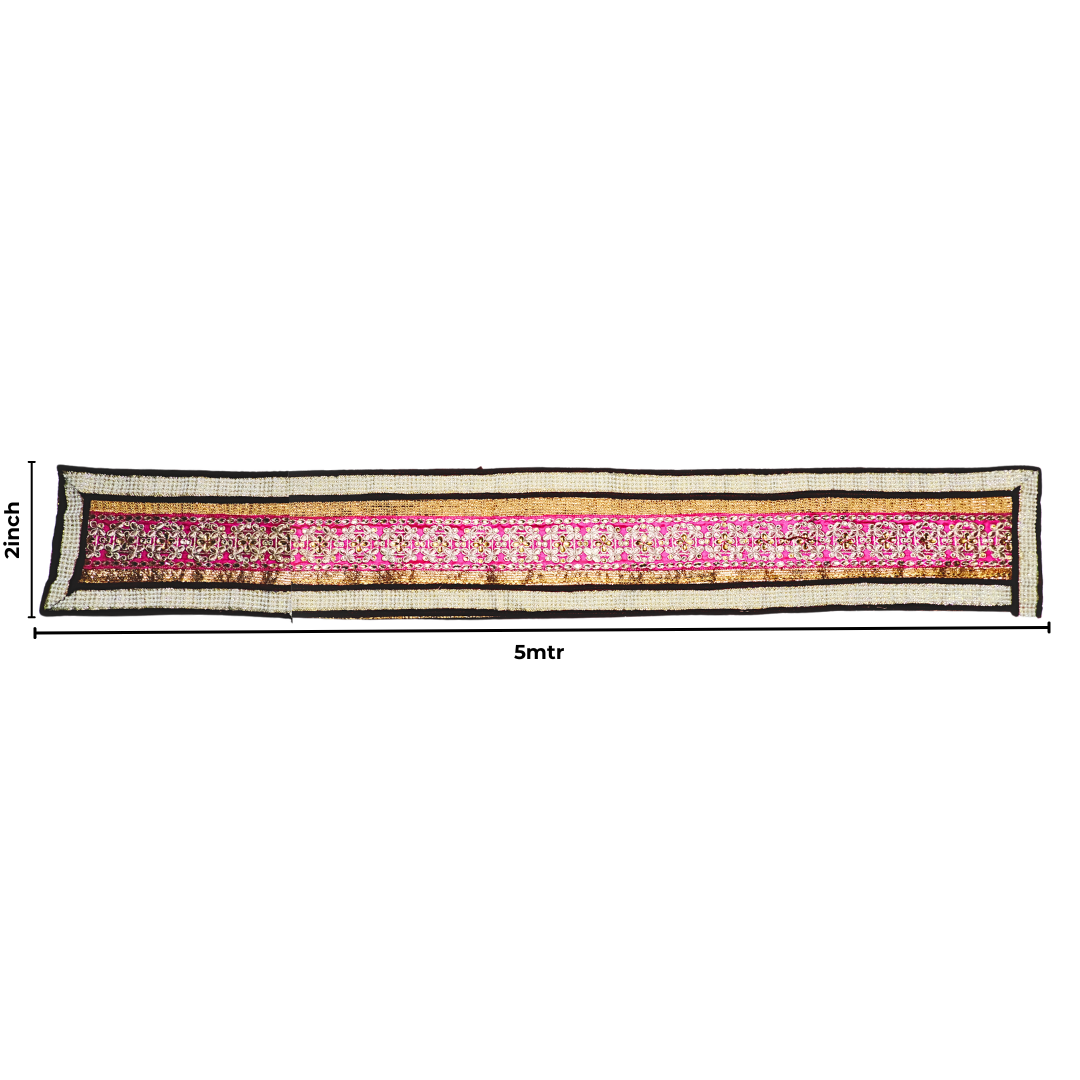 Vibrant Pink Uparna with Gold Embellishments