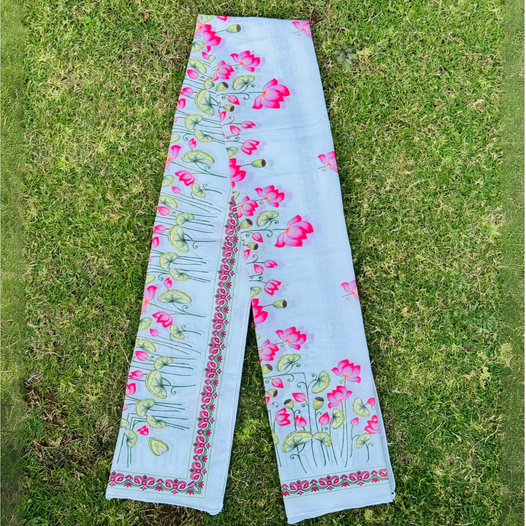 Cotton Gamcha / Uparna with Lotus Embroidery