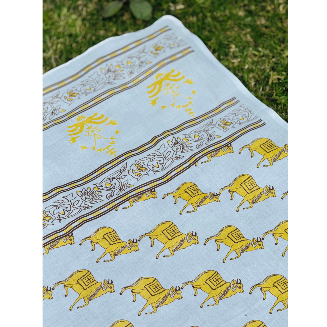 Cotton Gamcha with Traditional Cow Print