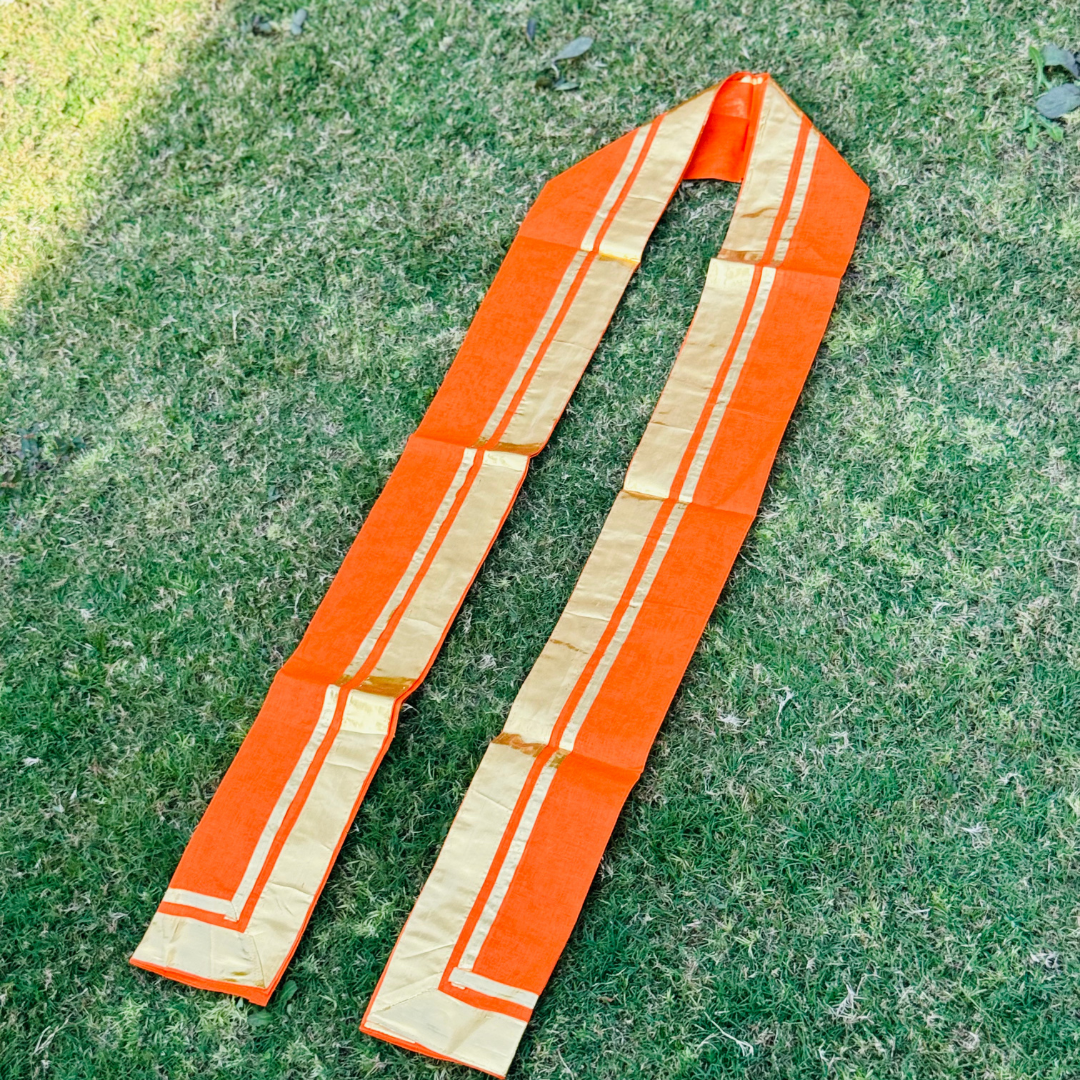 Red and Golden Synthetic Cotton Uparna