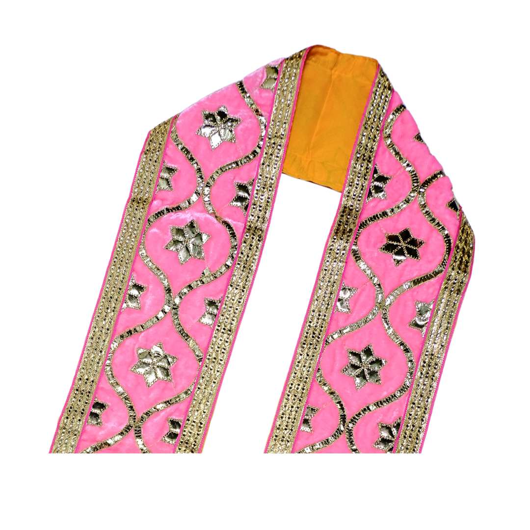 Makhmali Red Uprana with Gold Embellishments