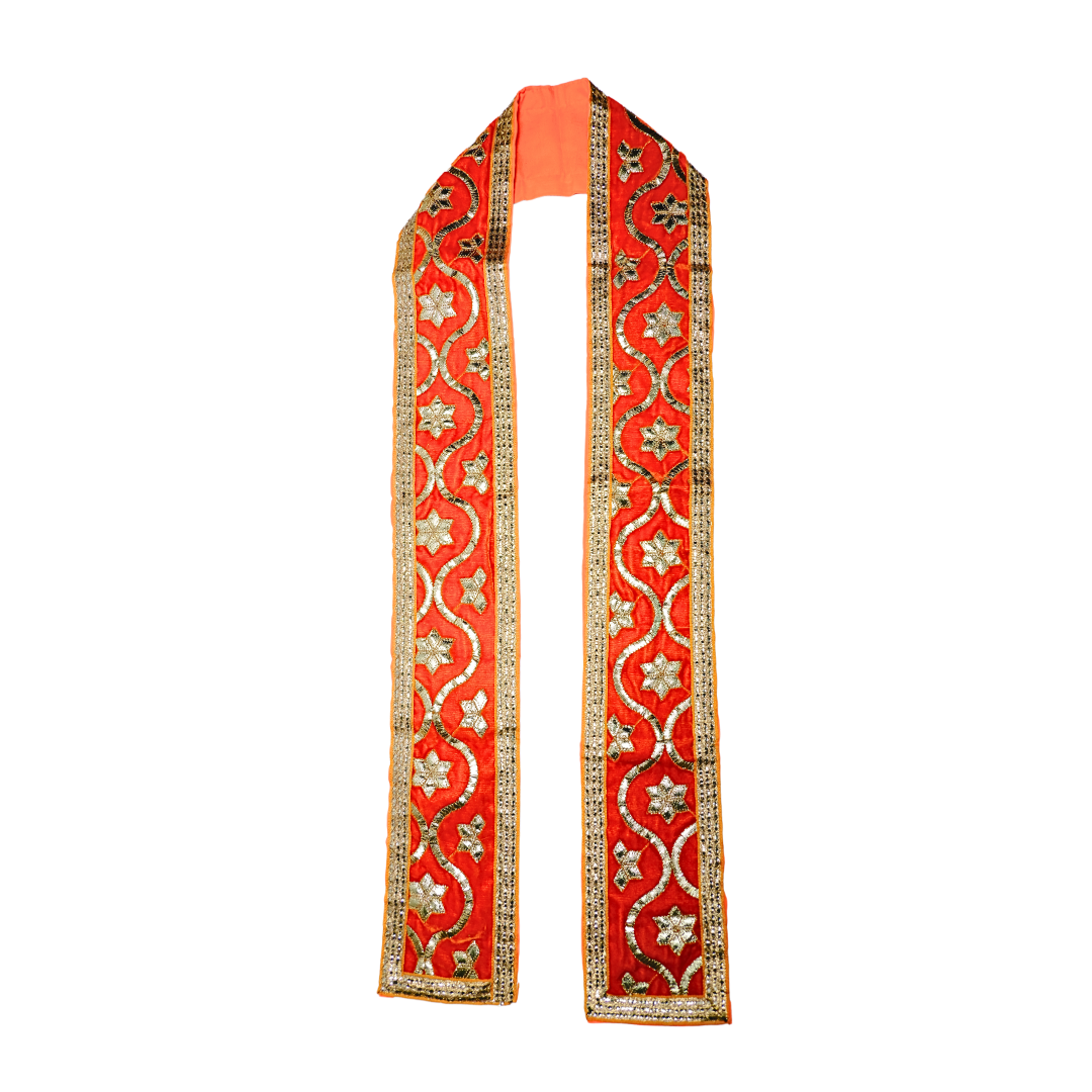 Velvet Orange Uparna with Gold Embroidery