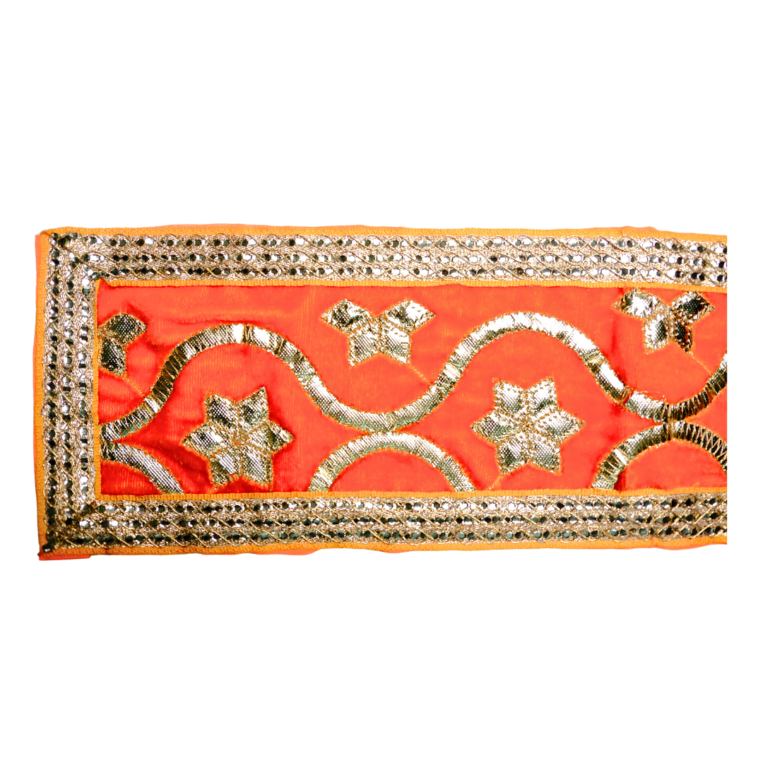 Velvet Orange Uparna with Gold Embroidery