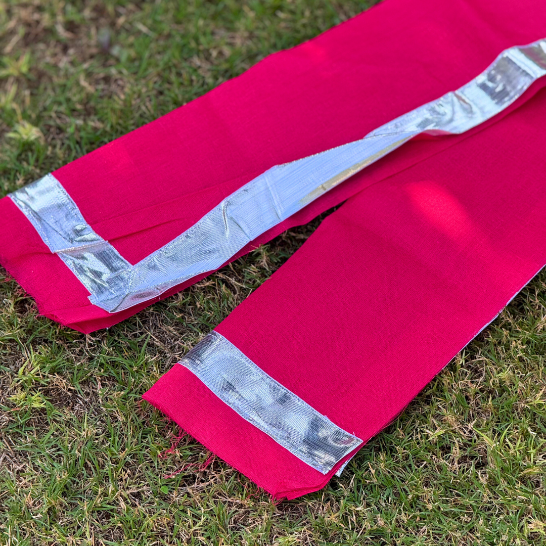 Pink and Silver Regular Synthetic Cotton Uparna