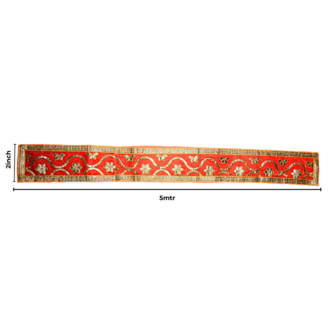 Velvet Orange Uparna with Gold Embroidery