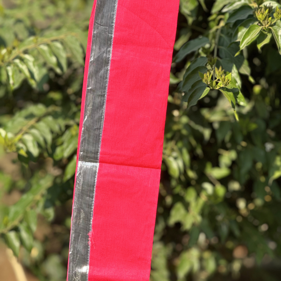 Pink and Silver Regular Synthetic Cotton Uparna