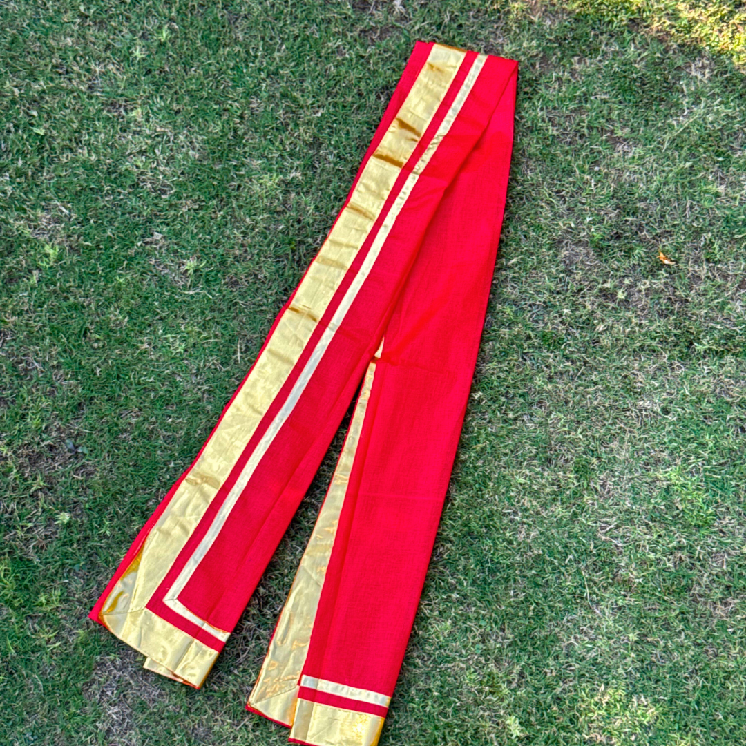 Red and Golden Synthetic Cotton Uparna