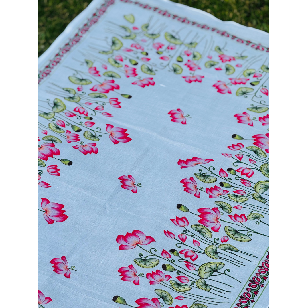 Cotton Gamcha / Uparna with Lotus Embroidery