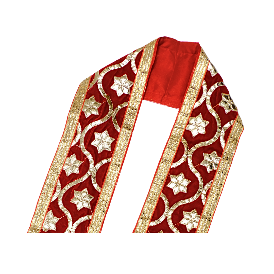 Makhmali Red Uprana with Gold Embellishments