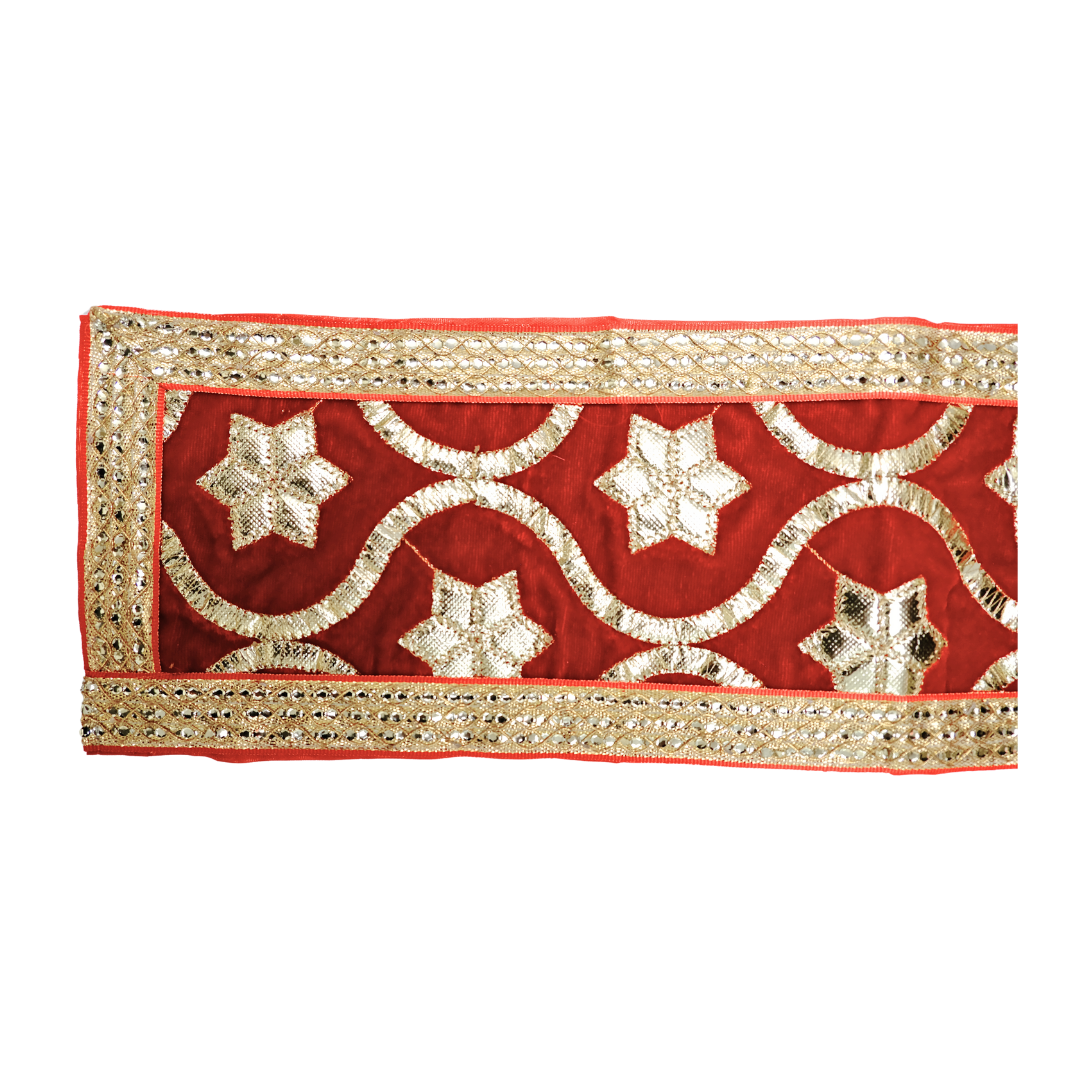 Velvet Maroon Uprana with Gold Embellishments