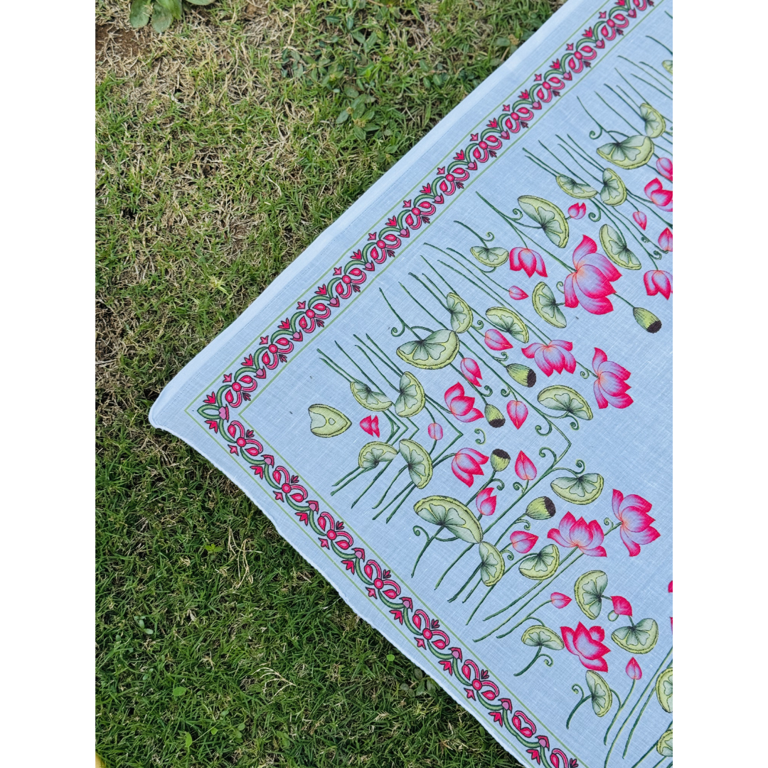 Cotton Gamcha / Uparna with Lotus Embroidery