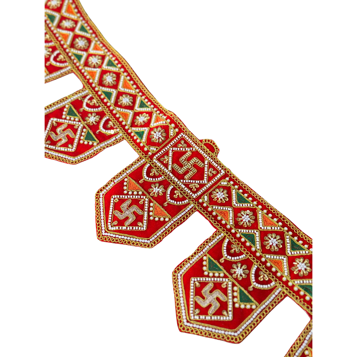 Festive Shubh-Labh Swastik Toran | Red Door Valance | Indian Decorative Bandhanwar