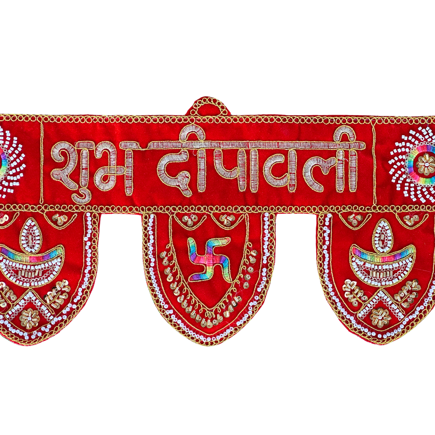 Traditional Red "Shubh Deepavali" Decorative Toran for Door