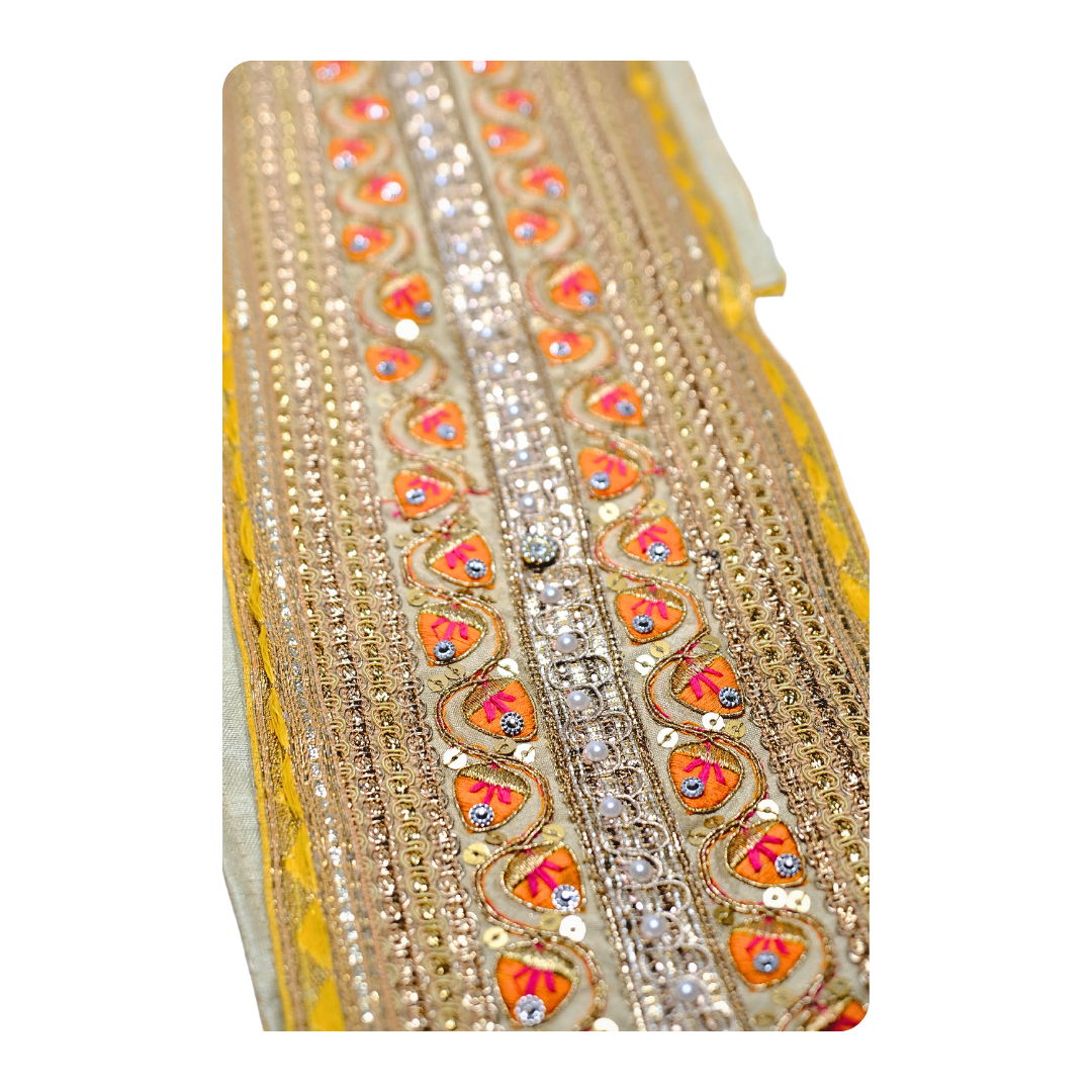 Elegant Floral Uparna with Vibrant Beadwork