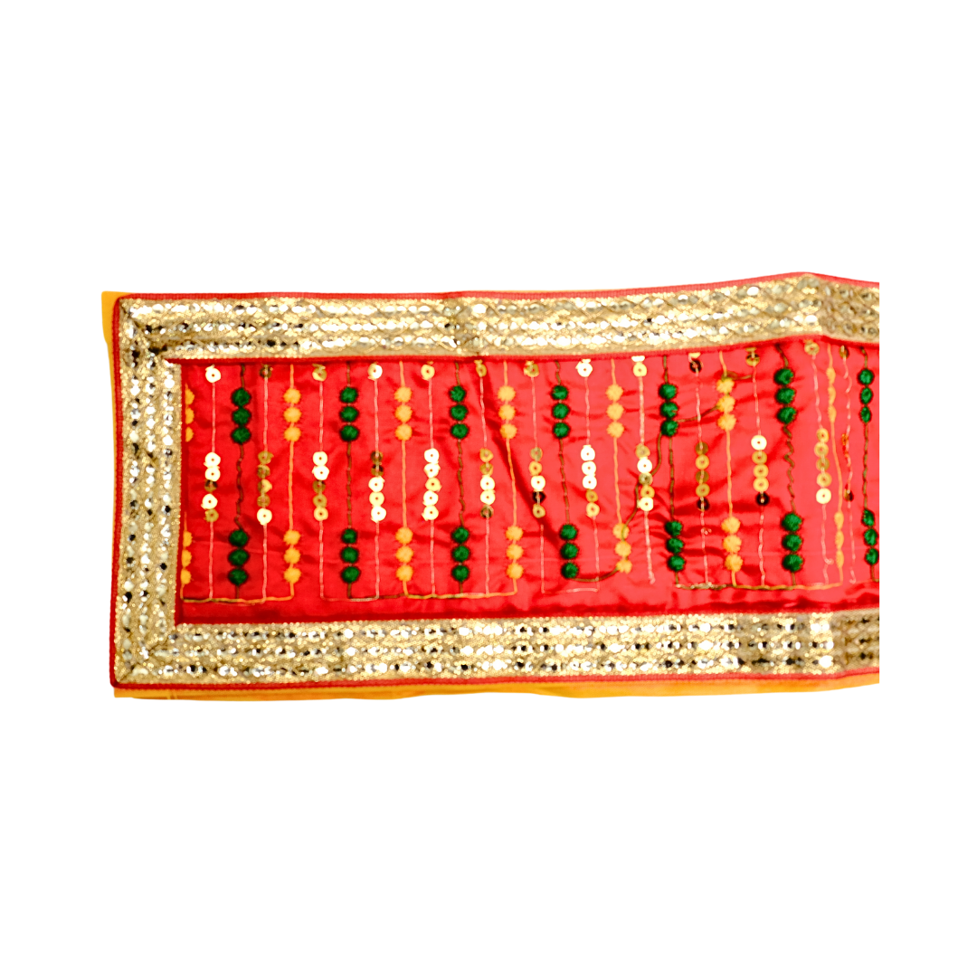 Traditional Rajasthani Uparna with Golden & Floral Embroidery