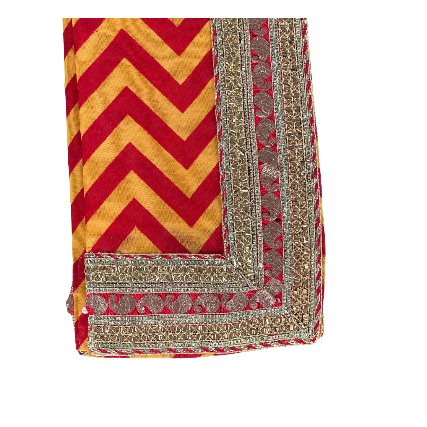 Vibrant Bandhani-Inspired Lahariya Print Uparna with Zari Border