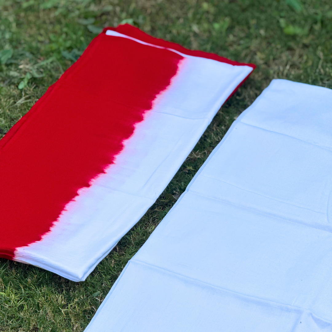 Classic Red & White Dhoti-Uparna Set