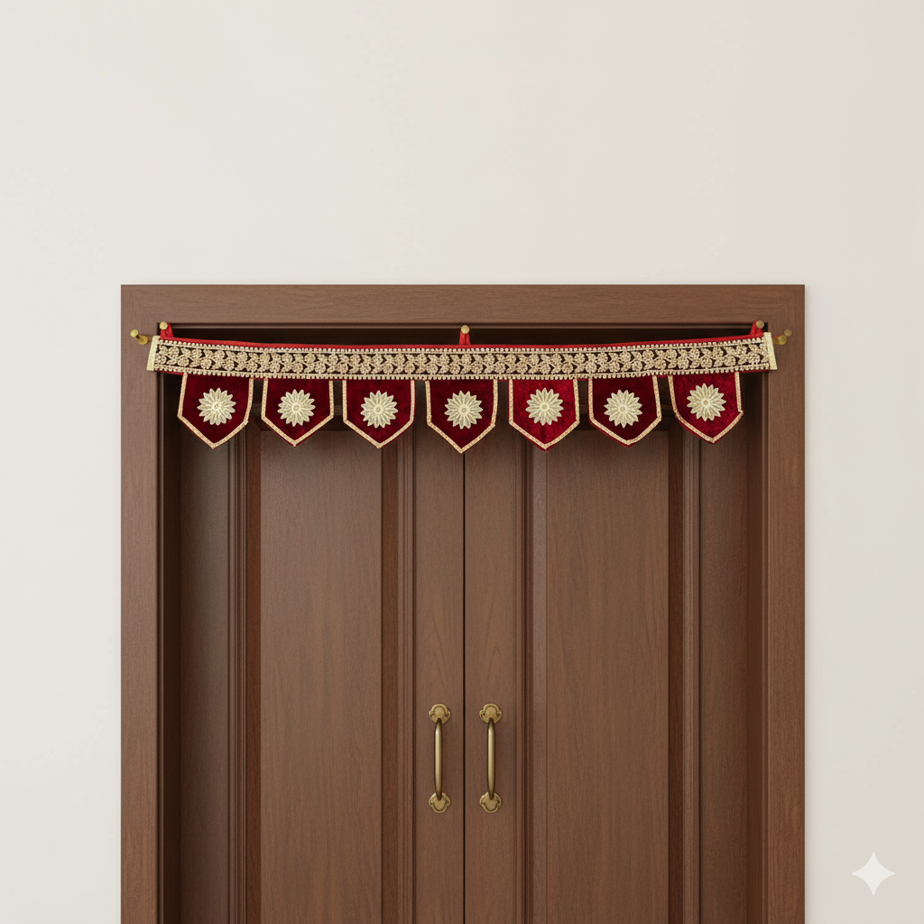 Velvet Floral Embroidered Door Toran