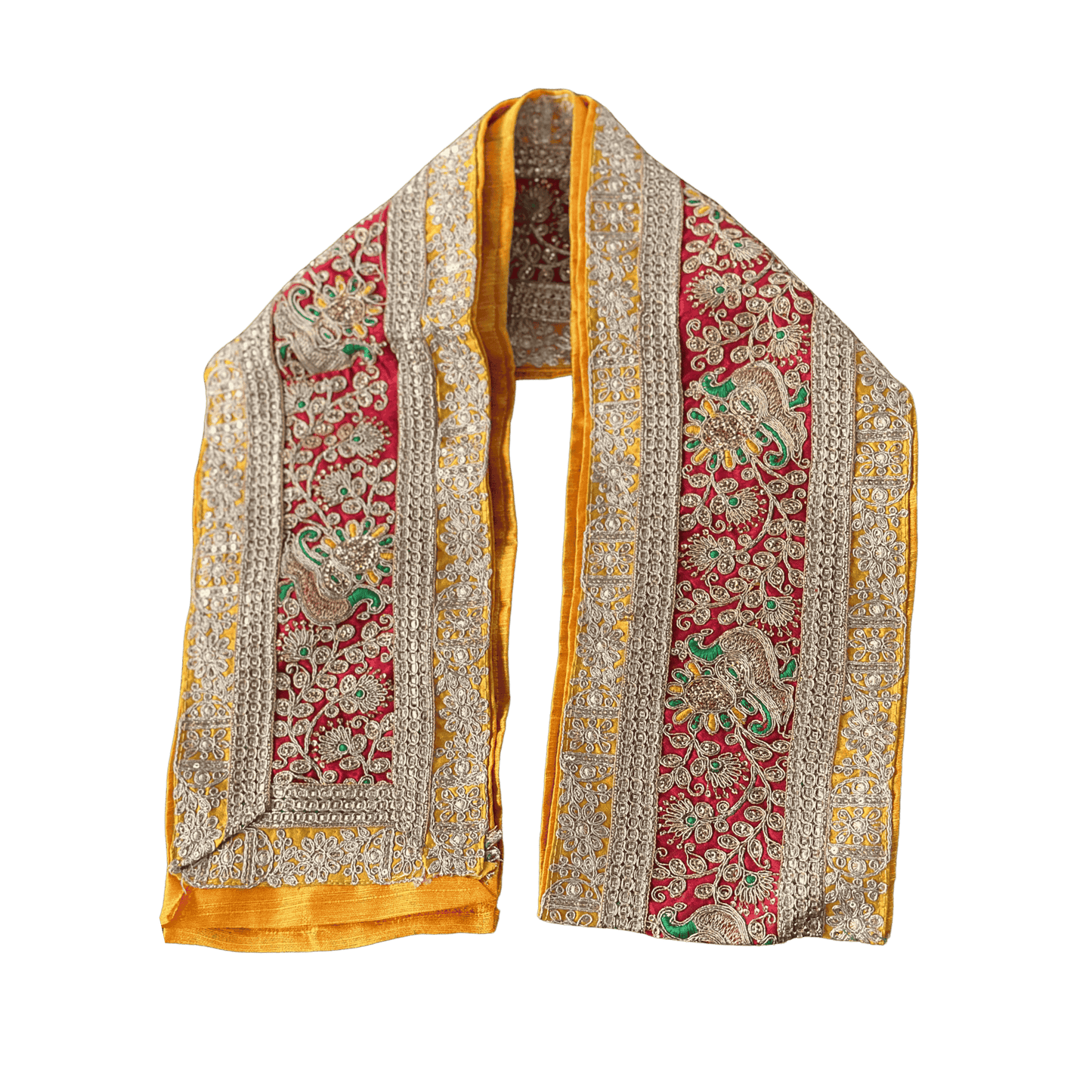 Red & Gold Uparna with Peacock Motifs