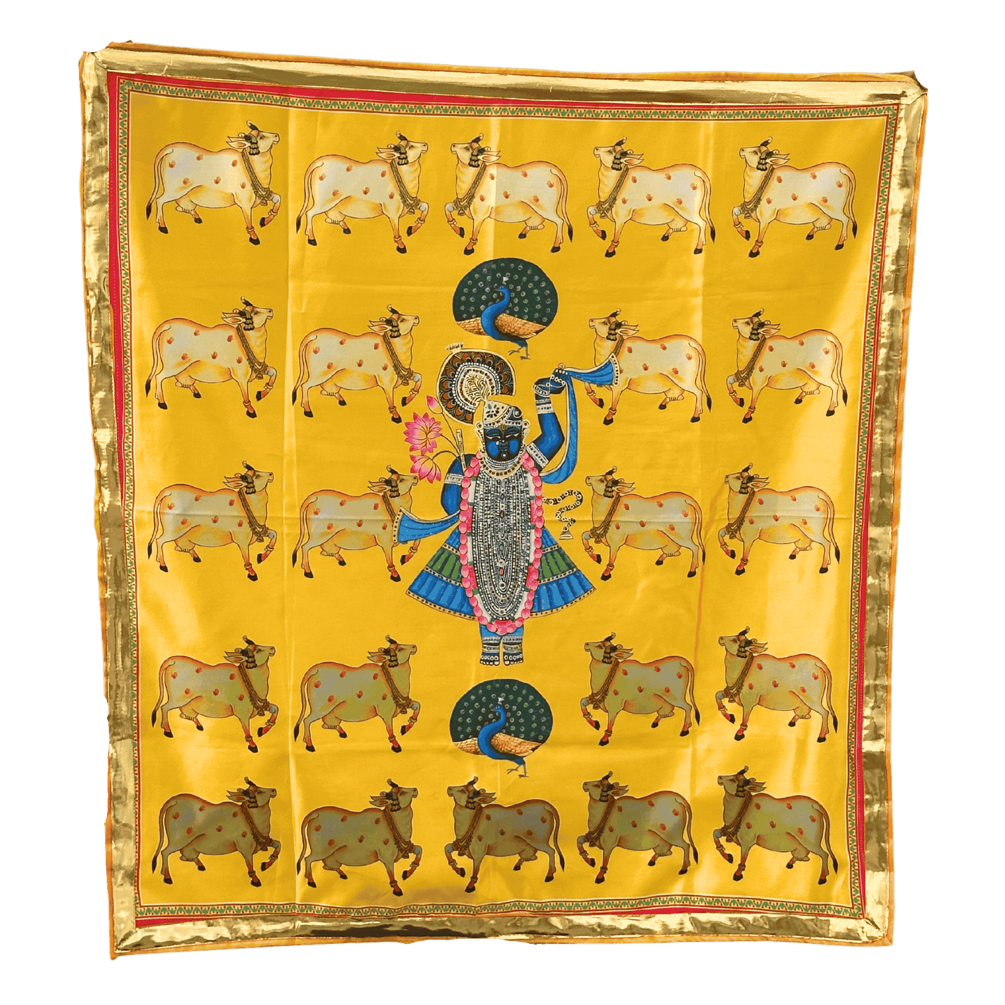 Printed Pichwai Wall Hanging with Shrinathji and Cows