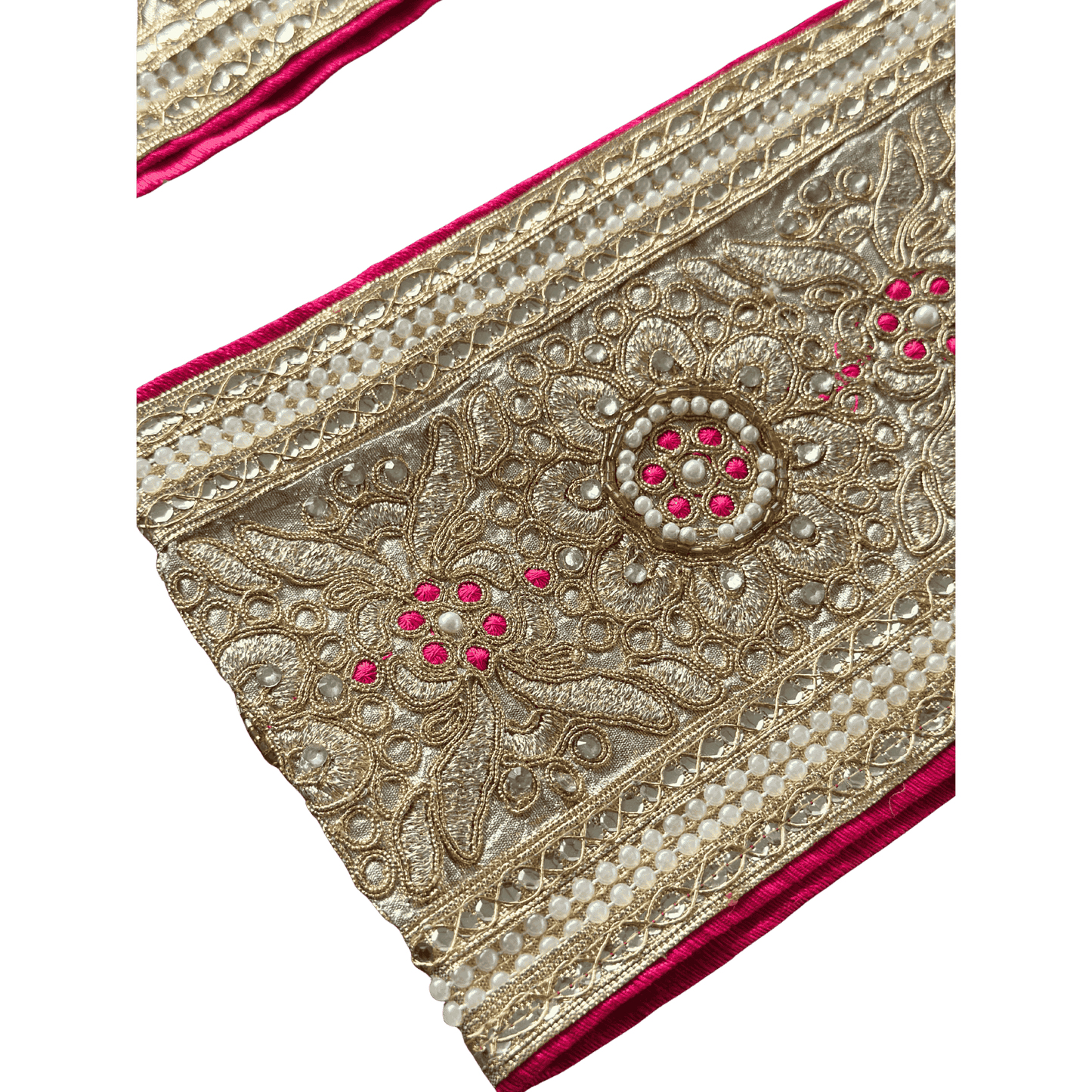 Pink & Gold Uparna with Pearl Work