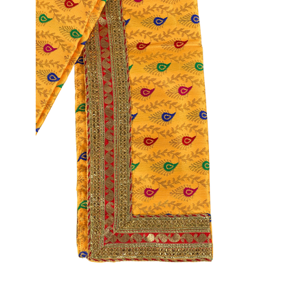 Haldi Yellow Uparna with Multicolored Paisley Booti Work