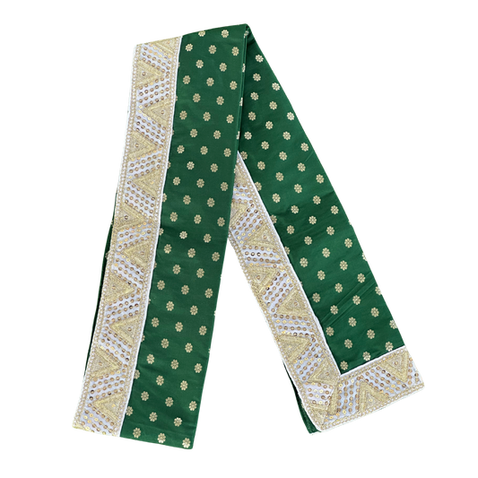 Regal Deep Green Dupatta with Gold Booti and Heavy Zari-Sequin Border
