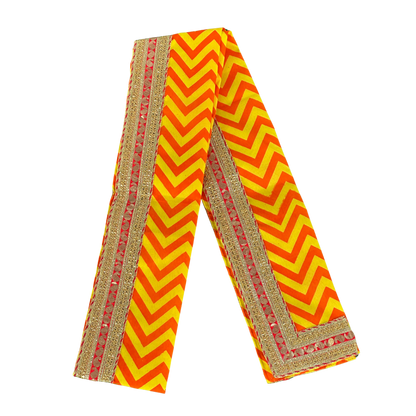 Vibrant Bandhani-Inspired Lahariya Print Uparna with Zari Border