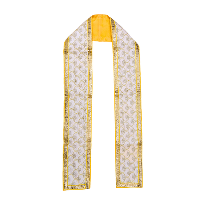 Traditional White & Yellow Uparna with Golden Zari Work