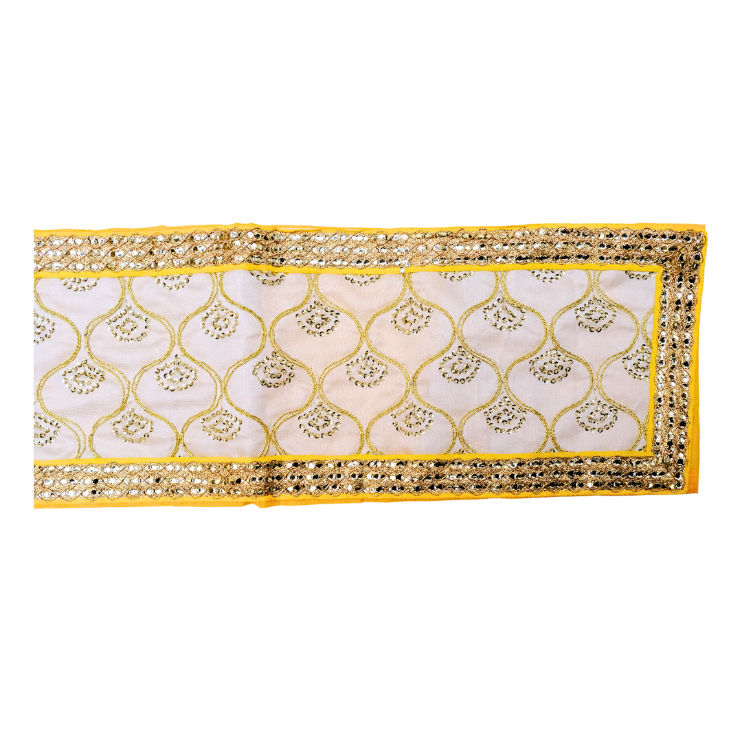 Traditional White & Yellow Uparna with Golden Zari Work