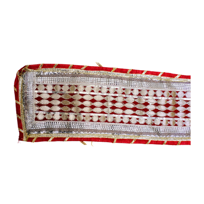 Traditional Red Uparna with Silver Zari and Sequence Work