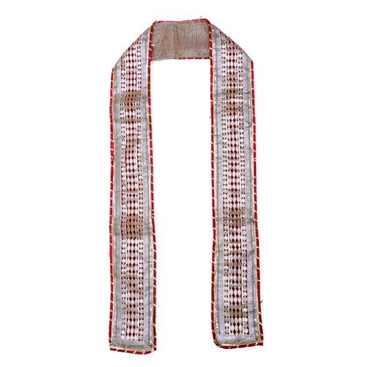 Traditional Red Uparna with Silver Zari and Sequence Work