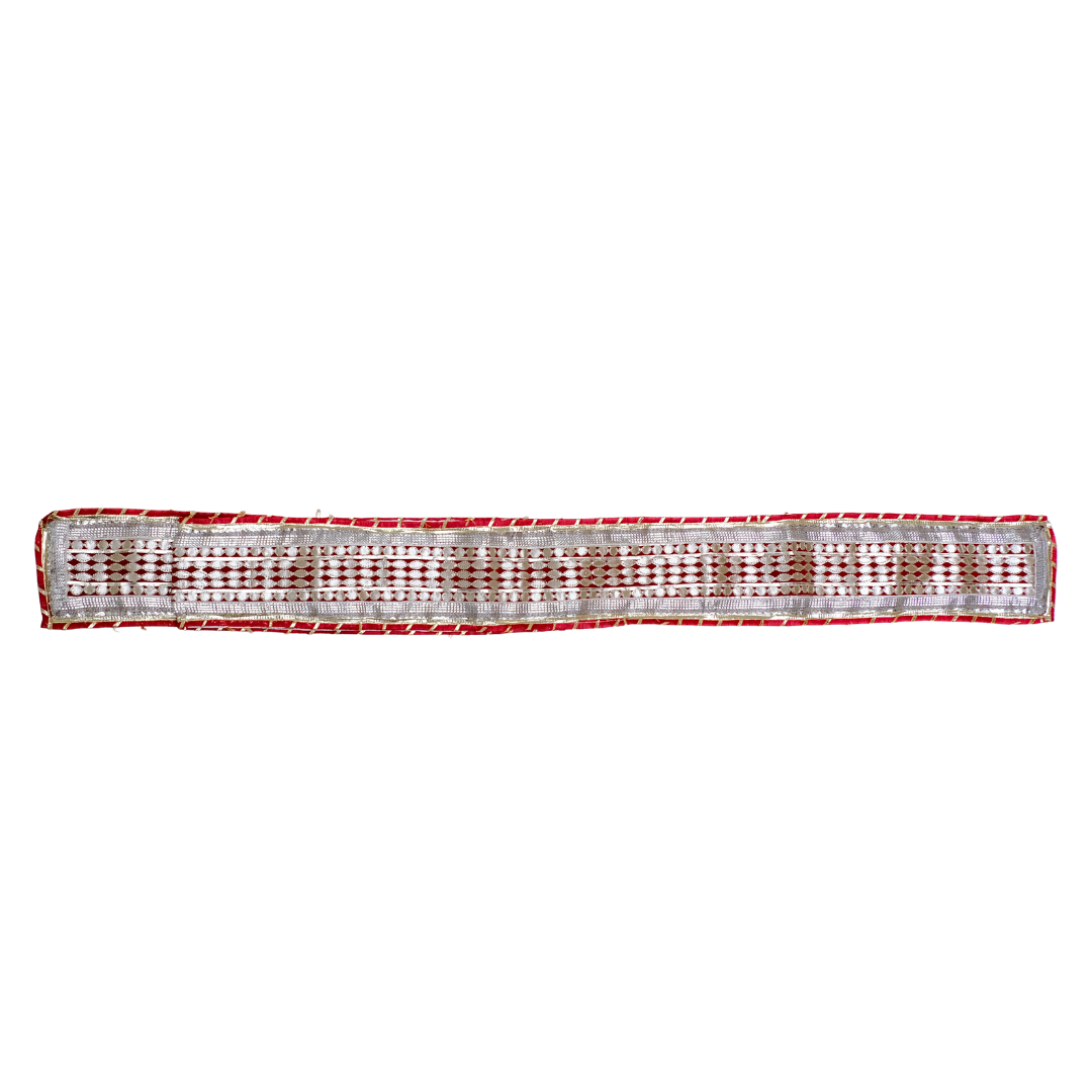 Traditional Red Uparna with Silver Zari and Sequence Work