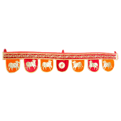 Festive Cow Toran - Velvet Door Hanging