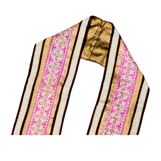 Vibrant Pink Uparna with Gold Embellishments