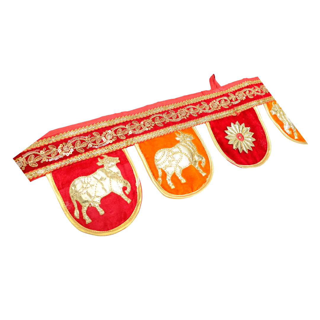 Festive Cow Toran - Velvet Door Hanging