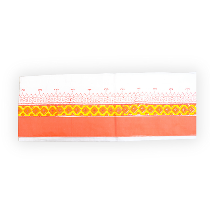 Simple Cotton Uparna - Orange & White