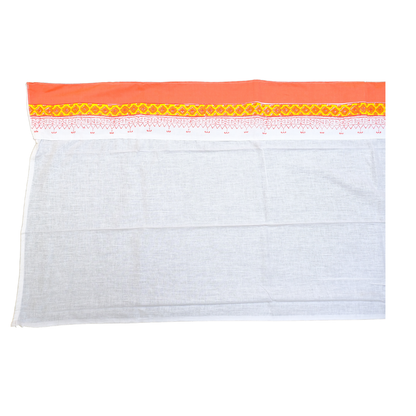 Simple Cotton Uparna - Orange & White