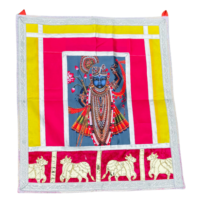 Shrinathji Colorful Pichwai with Cow Motif Border