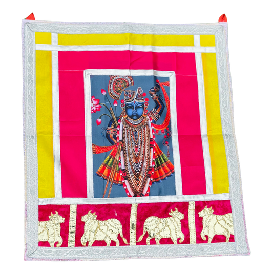 Shrinathji Colorful Pichwai with Cow Motif Border