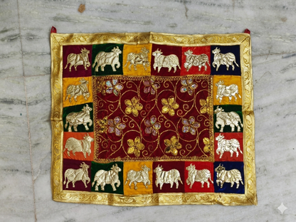 Traditional Cow  wellwet pichwai – multicolour & blue Patchwork