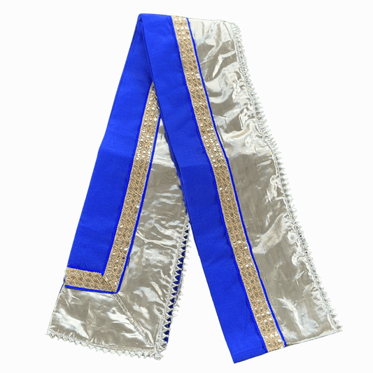 Blue Uparna with Silver Border