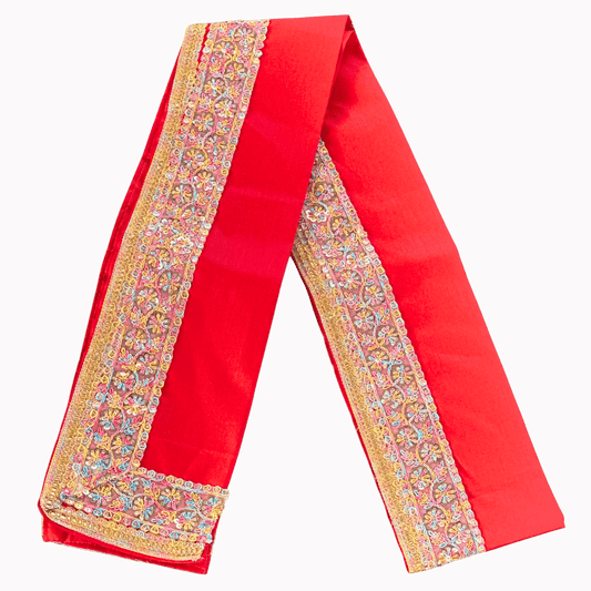 Elegant Red Uparna with Gold Embroidery